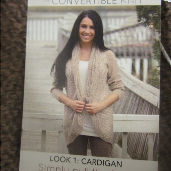 Simply Noelle Tan Convertible L/XL Open Knit Cardigan or Flare Tunic. EUC - Picture 10 of 10
